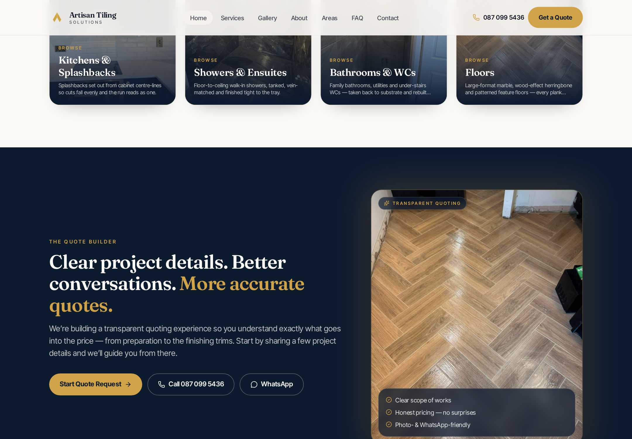 Artisan Tiling Solutions — Tiling & flooring · Midlands. Live project designed and built by Emerald Sites.