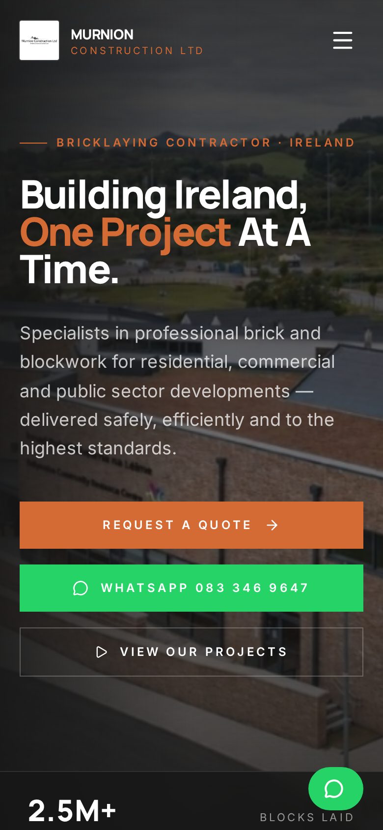 Murnion Construction — Construction · Ireland. Live project designed and built by Emerald Sites.