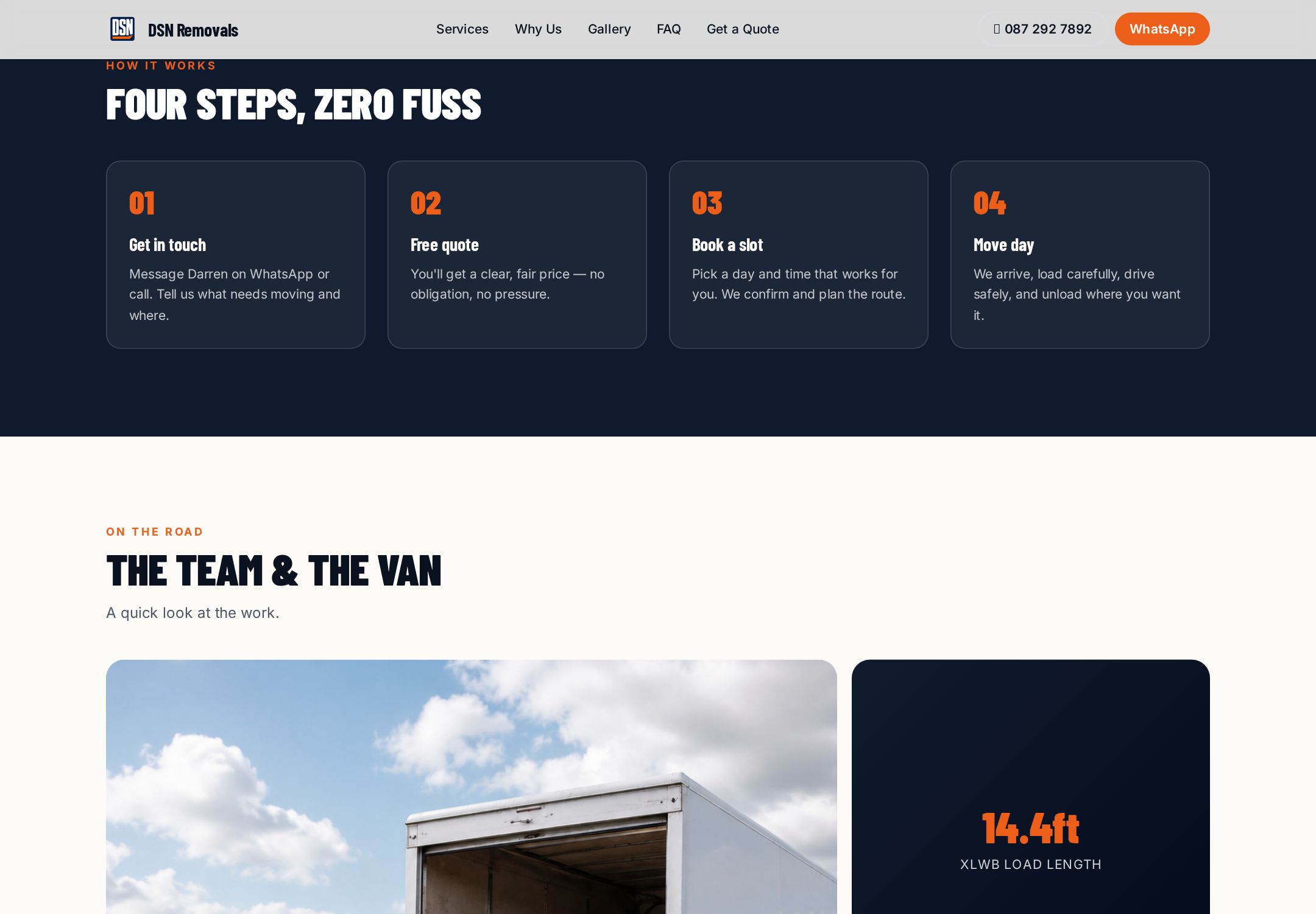DSN Removals — Removals · All Ireland. Live project designed and built by Emerald Sites.