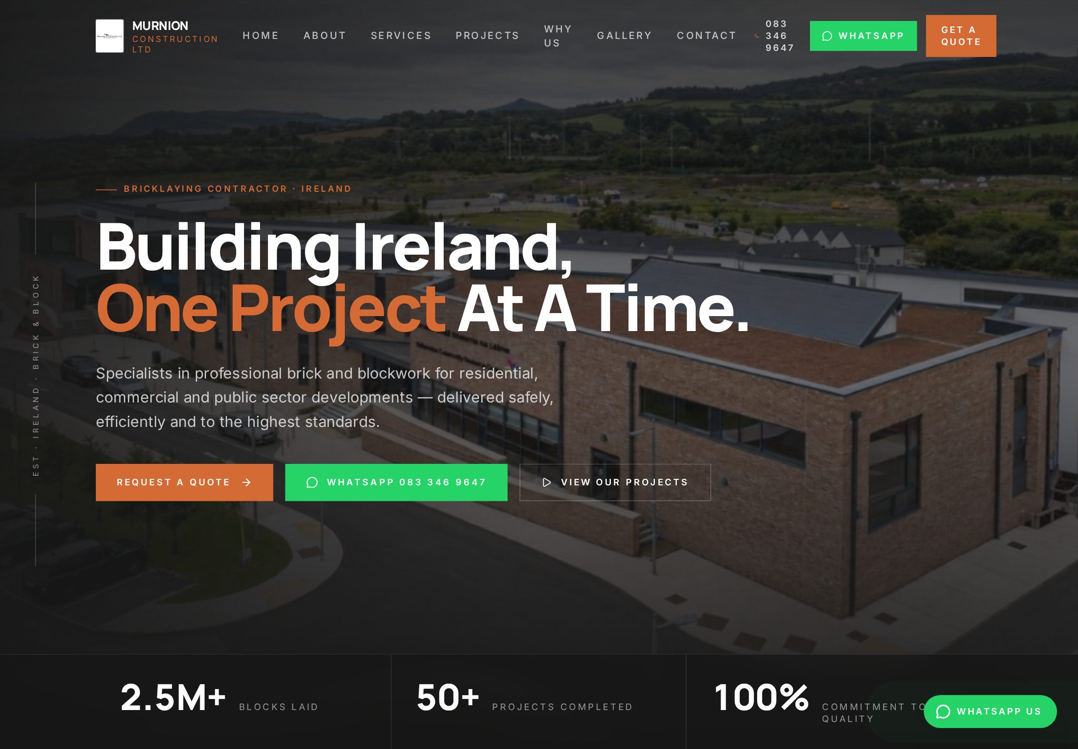 Murnion Construction — Construction · Ireland. Live project designed and built by Emerald Sites.
